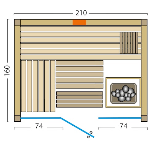 Infraworld Sauna Panorama Complete 162 Fichte - 75 mm Multifunktionssauna inkl. 5-teiligem gratis Zubehörset