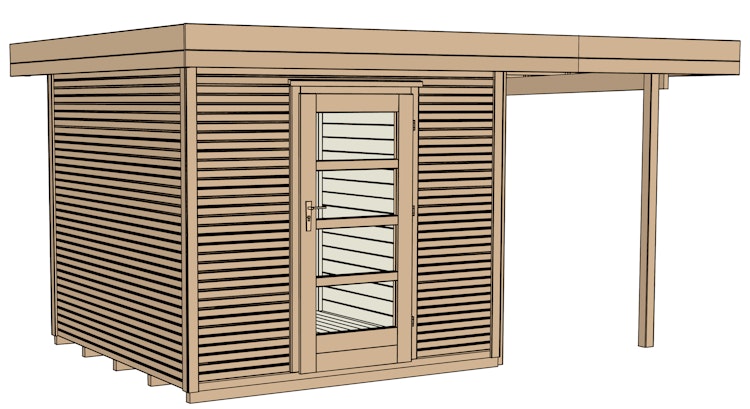 Weka Gartenhaus Designhaus wekaLine 172 A mit Anbau (150 cm)