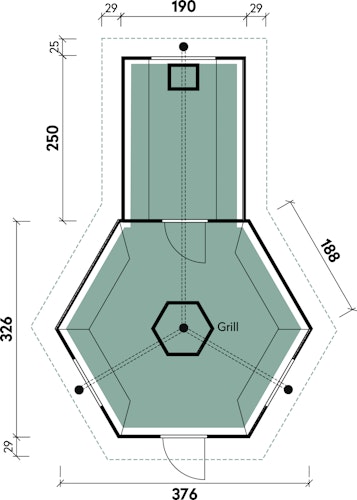 Wolff Finnhaus Grillkota 9 de luxe mit Saunaanbau