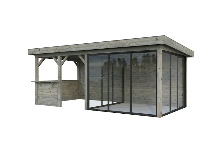 Palmako Gartenhaus Connect Lenna 16,6 m² Set 708 Slide Plus mit Isolierglas-Schiebetüren - 28 mm