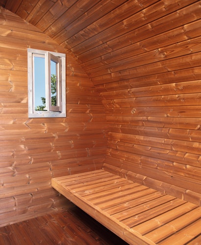 Wolff Finnhaus Saunahaus Steen in Ovalform inkl. schwarzen Dachschindeln