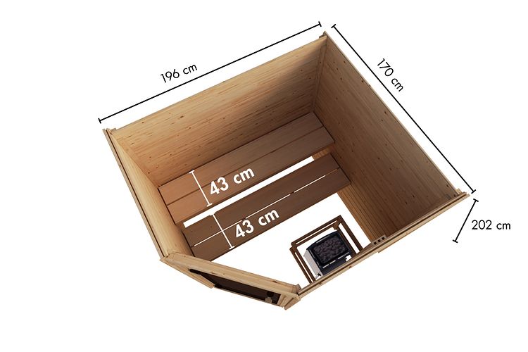 Karibu Sauna Espoo (Eckeinstieg) - 28 mm Massivholz Aktionssauna