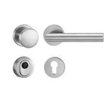 Griffwerk LUCIA PROFESSIONAL Schraubtechnik -Edelstahl matt Schutzrosettengarnitur -Knopf R2 -ZA -Kombi-Innenrosettensatz rund