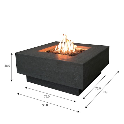 Gas Feuerstelle Manhattan Beton-Optik dunkelgrau