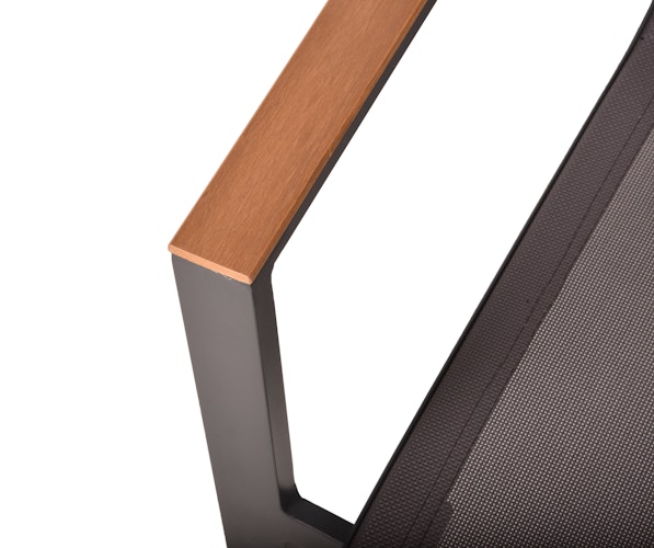 Garden Pleasure Gartenmöbel Set RANA / SILEA 02, Ausziehtisch 200/260 x 100 + 6 Stapelsessel, Alu Anthrazit / Keramik Silbereiche / Kunststoffgewebe Dunkelgrau