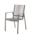 Vorschaubild Diamond Garden Stapelstuhl VALENCIA, Edelstahl Dunkelgrau / Rope Grau / Teak-Armlehnen