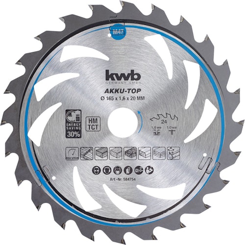 kwb Akku Top Sägebl HM Mit-Dü 165x20 Z24 584754
