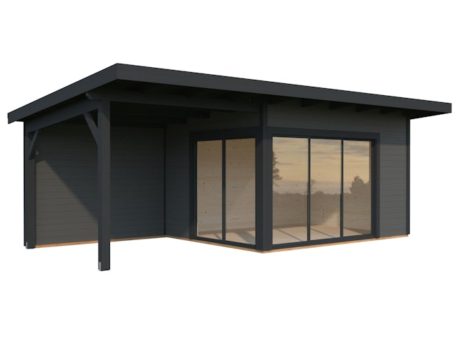 Palmako Gartenhaus Andrea 11,2 +7,9 m² Slide Plus mit Isolierglas-Schiebetür - 44 mm