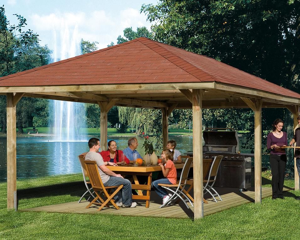 Weka Pavillon Gartenoase 651 B - Sparset inkl. Schindeln