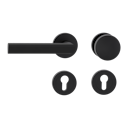 Vorschaubild Griffwerk Wechselgarnitur TRI 134 Schraubtechnik GK3 Rosetten rund Knopf R2 Graphitschwarz L