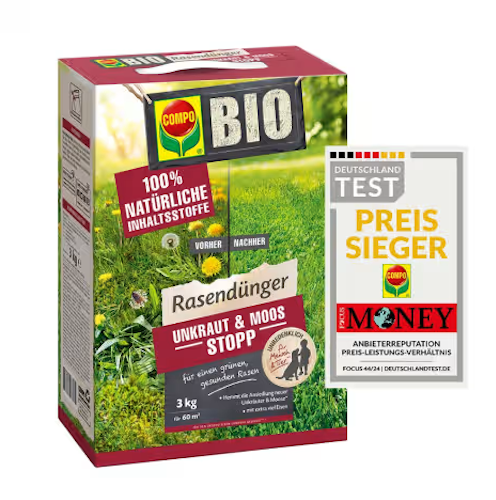 COMPO BIO Rasendünger Unkraut & Moos Stopp 3 kg für 60 m²