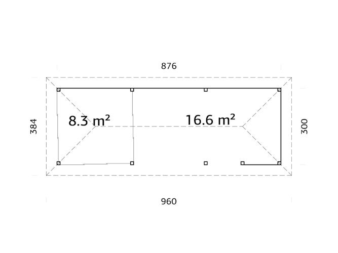 Palmako Pavillon Bianca 24,9 m² Set 516 Slide Plus mit Isolierglas-Schiebetüren