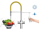Vorschaubild 4 Wege Wasserhahn Küchenarmatur, FC, mit 360° schwenkbarem Auslauf, abnehmbare 2 strahl Handbrause, Verchromt / Gelb