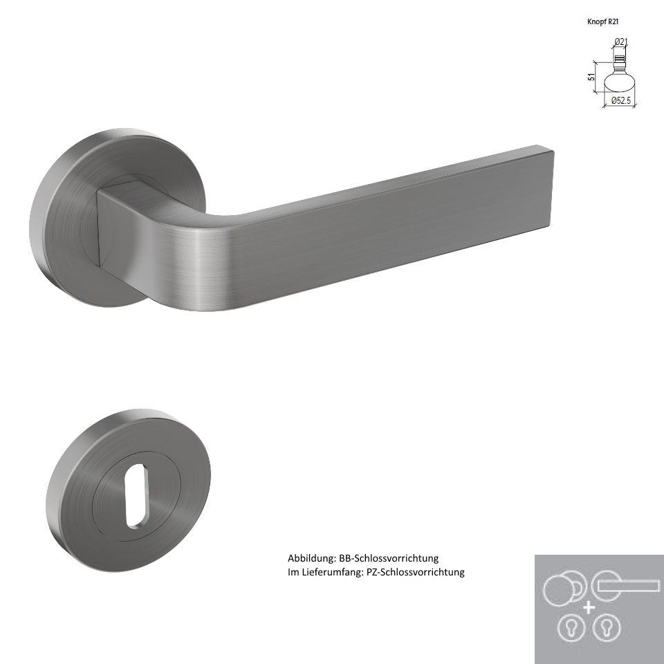 Griffwerk Wechselgarnitur SIEGER DESIGN / GRAPH K4 - Edelstahl matt