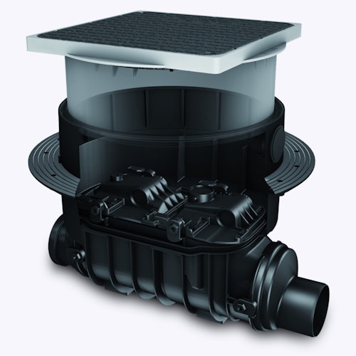 KESSEL 80150S - Grundkörper / Reinigungsrohr Controlfix DN150 für Bodenplatte - schwarze Abdeckung