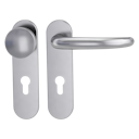 Vorschaubild Griffwerk ULMER GRIFF PROF | DESIGN MANUFAKTUR  FS Panik Edelstahl matt -Kurzschild-Garnitur -Schraubt. Knopf R2 -WR -Stift 9mm -TS 38-50mm