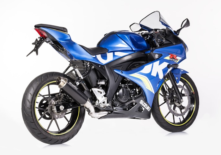 SHARK KOMPLETTANLAGE Aluminium eloxiert schwarz SRC 4 für SUZUKI GSX-R 125,GSX-S 125 EURO5  