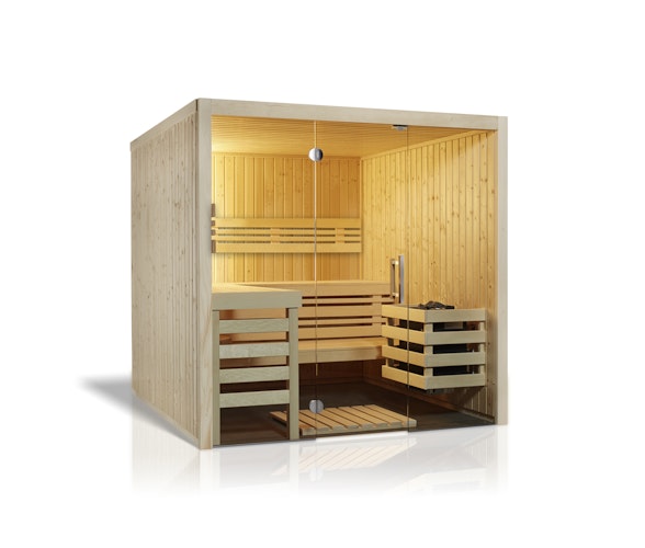 Infraworld Sauna Panorama - Elementsauna mit Glasfront inkl. 5-teiligem gratis Zubehörset