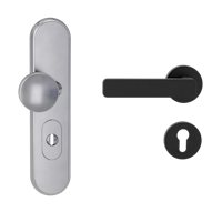 Griffwerk TITANO Kombi SB_882 ES1 (S2) -Edelstahl matt Kombi-Schutzbeschlag -Knopf/Drücker -mit Griff DESM MINIMAL MODERN-GSC-rund -L-ZA, 72mm -TS 38-50