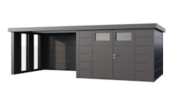 Telluria Metallgerätehaus Classico 3030 mit Lounge Anbau large (ca. 314 cm Breite) inkl. 2 Fenstern