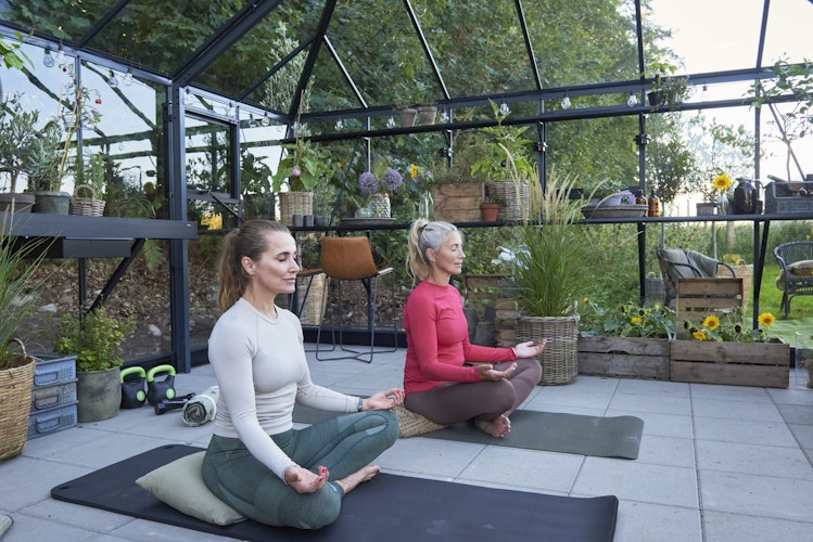 Juliana Gewächshaus Grand Oase anthrazit - 3 mm Sicherheitsglas - 25,6 m² inkl. gratis Fundamentrahmen im Wert von 849 €