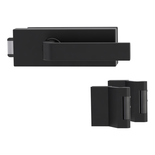 Griffwerk PURISTO S -Graphitschwarz Ganzglastürbeschlagset -3-teiliger Bandsatz -mit Griff DESM GRAPH -GSC -UV