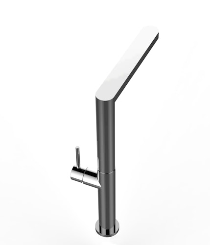 Minimalistischer Wasserhahn Küchenarmatur, TECNO, mit 360° schwenkbarem superflachem Auslauf, Verchromt