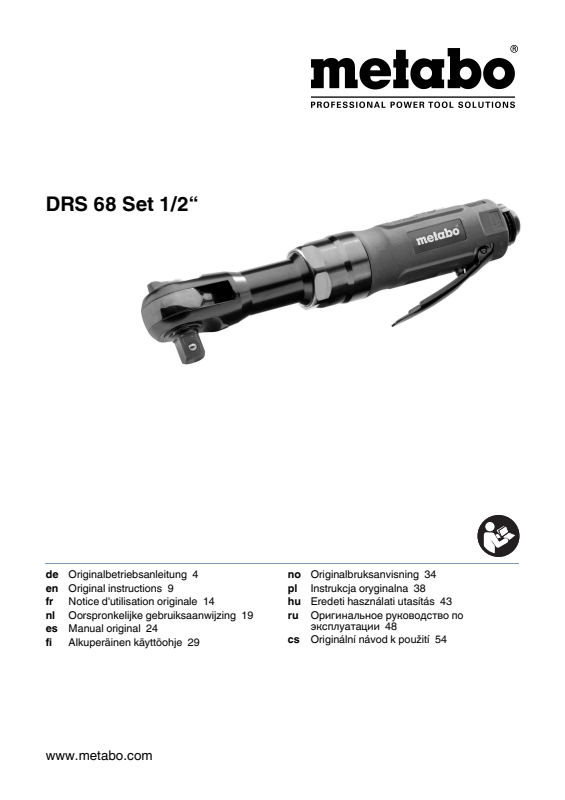 Bedienungsanleitung fÃ¼r Metabo Druckluft-Ratschenschrauber DRS 68 Set 1/2