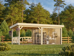 Palmako Gartenhaus Connect Lenna 16,6 m² Set 703 Slide Plus mit Isolierglas-Schiebetüren - 28 mm