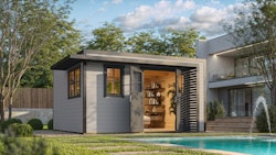 Weka Design Gartenhaus Pure Garden Amberley mit Massivholz-Doppeltür - 44 mm