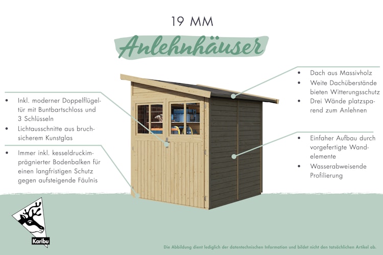 Karibu Premium Gartenhaus Bomlitz 2/3/4 naturbelassen - 19 mm
