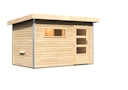 Vorschaubild Karibu Gartensauna Pultdach Saunahaus Skrollan 1 mit Vorraum naturbelassen inkl. gratis Sauna-Zubehörset im Wert von 234,94 €
