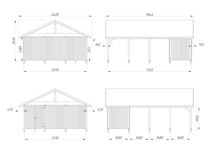 Palmako Carport Robert 40,6 m² mit Geräteraum