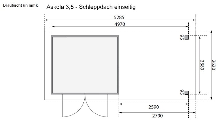 Karibu Woodfeeling Gartenhaus Askola 2/3/3,5/4/5 m. 275 cm Schleppdach/Seiten- und Rückwand in Lamellenoptik
