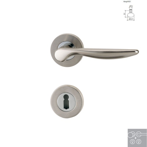 Griffwerk Wechselgarnitur FRANCESCA-Chorm/Nickelmatt - Schraubrosette