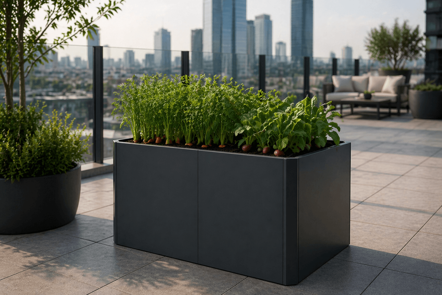 Premium Hochbeet aus Stahl anthrazit 120 x 80 x 75 cm