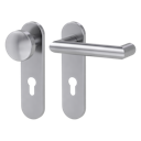 Vorschaubild Griffwerk LUCIA PROFESSIONAL Schraubtechnik FS Panik -Edelstahl matt  Kurzschild-Garnitur -Schraubt. -Knopf R2 -WR -Stift 9mm -TS 38-50mm