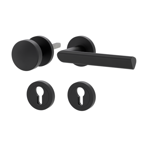 Griffwerk Wechselgarnitur TRI 134 Schraubtechnik GK3 Rosetten rund Knopf R2 Graphitschwarz R