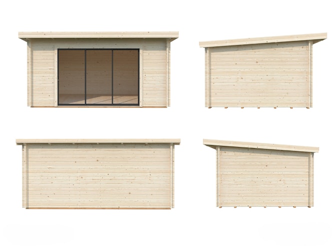 Palmako Gartenhaus Lea 14,2 m² Slide Plus mit Isolierglas-Schiebetür - 44 mm