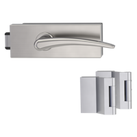 Griffwerk Glastürbeschlag PURISTO S mit Griff MARISA PROF Unverschließbar Flüster 3-tlg. Bänder MARISA Samtgrau