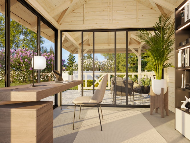 Palmako Pavillon Bianca 16,6 m² Set 504 Slide Plus mit Isolierglas-Schiebetüren