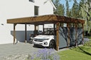 Vorschaubild Skan Holz Carport Friesland Hybrid Set 13 557x555 cm inkl. Rück- und Seitenwände aus Aluminium