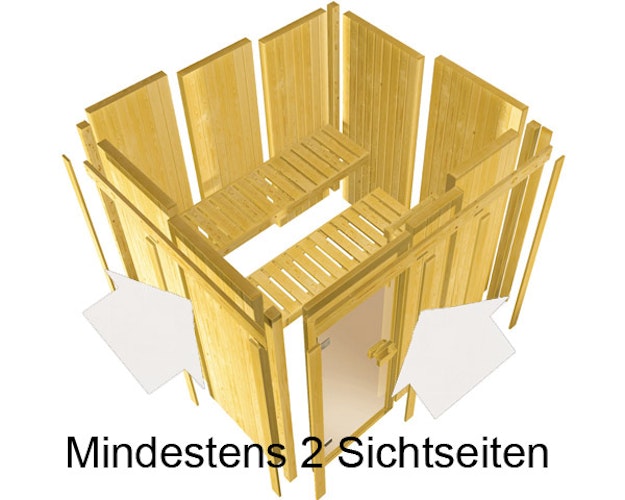 Karibu Sauna Alcinda 2 Superior mit Eckeinstieg 68 mm inkl. gratis Sauna-Zubehörset im Wert von 234,94 €