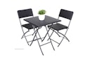 Vorschaubild Garden Pleasure Balkonmöbel Set VENTANA, Klapptisch 62 x 62 cm + 2 Klappstühle, Stahl Dunkelgrau / Kunststoff Schwarz