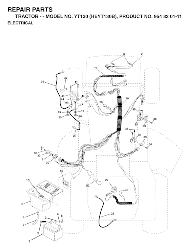 Husqvarna Gartentraktoren YT130, HEYT130B, 954820111, 1996-01