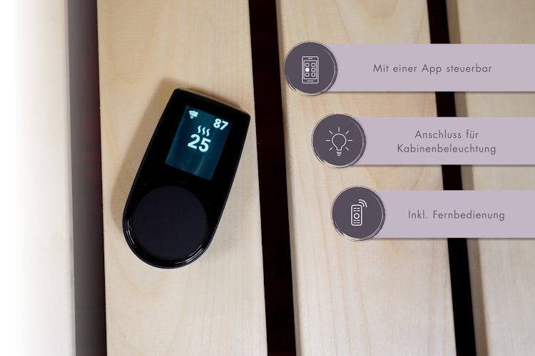 Karibu 11 kW Saunaofen finnisch anthrazit inkl. Huum WLAN Steuergerät mit App-Steuerung