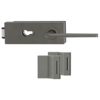 Griffwerk PURISTO S -Kaschmirgrau Ganzglastürbeschlagset -3-teiliger Bandsatz -mit Griff DESM REMOTE -EM -PZ