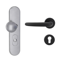 Griffwerk TITANO Kombi SB_882 ES1 (S2) -Edelstahl matt Kombi-Schutzbeschlag -Knopf/Drücker -mit Griff DESM ULMER GRIFF Klippt.-GSC-rund -L-ZA,72mm-38-50