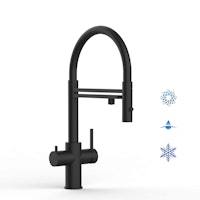 Kurzversion 47 cm - 5 Wege Wasserhahn Küchenarmatur, Edelstahl Massiv mit 360° schwenkbarem Auslauf, abnehmbare 2 strahl Handbrause, PVD Schwarz Matt