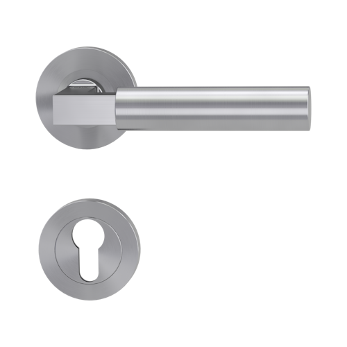 Griffwerk METRICO PROFESSIONAL Schraubtechnik FS -Edelstahl matt  Rosettengarnitur -Schraubt. -PZ -Stift 9mm -TS 38-50mm